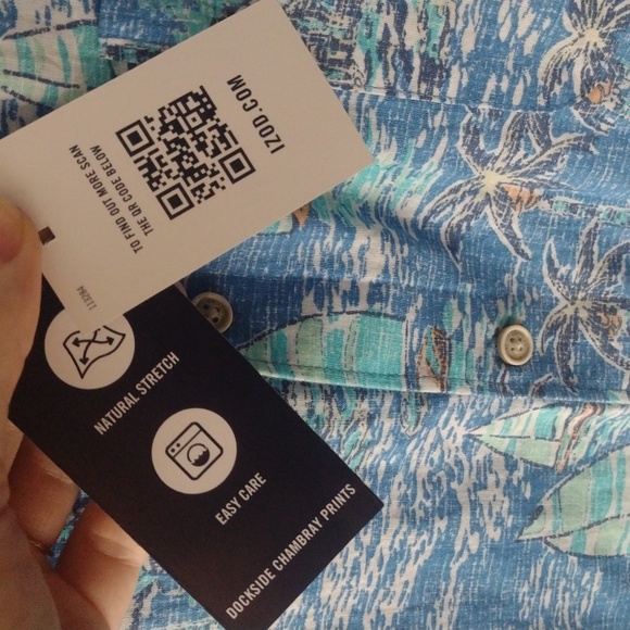 NWT Izod Saltwater dockside print button down short sleeve shirt size XL - Picture 3 of 7
